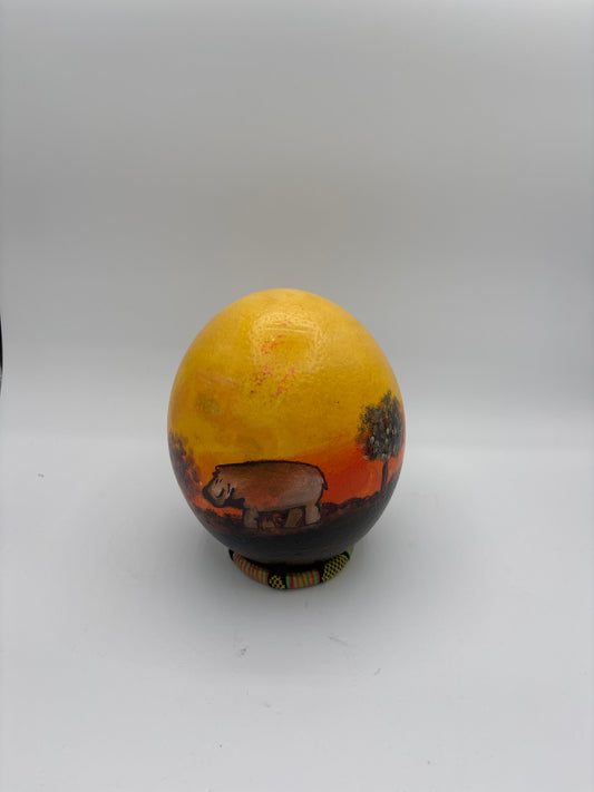 African Safari painted ostrich egg