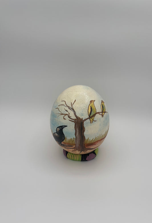 Field Harmony Hand Painted Ostrich Egg Shell