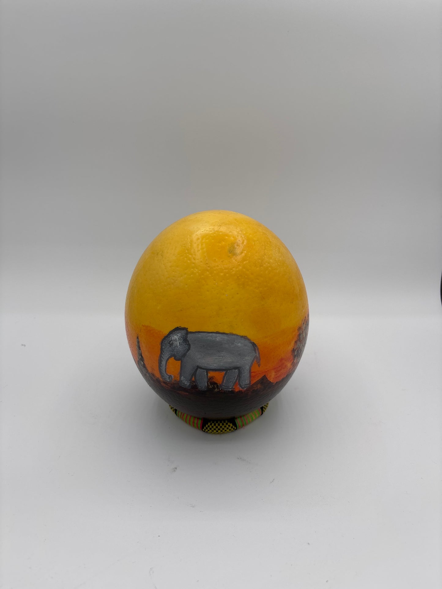 African Safari painted ostrich egg